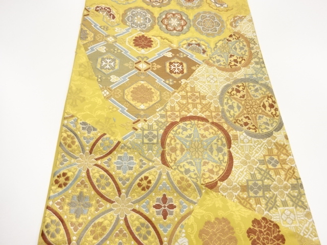  切り嵌め風華文に名物裂模様織出し袋帯